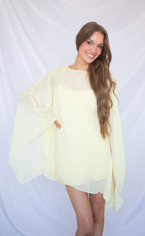 show me your mumu: olsen mini dress - pale yellow chiffon