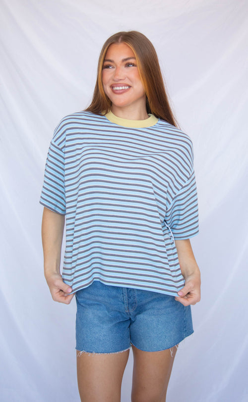 stay with me striped top - blue