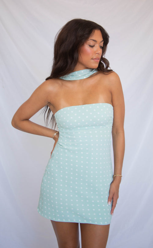 take your time polka dot mini dress - green