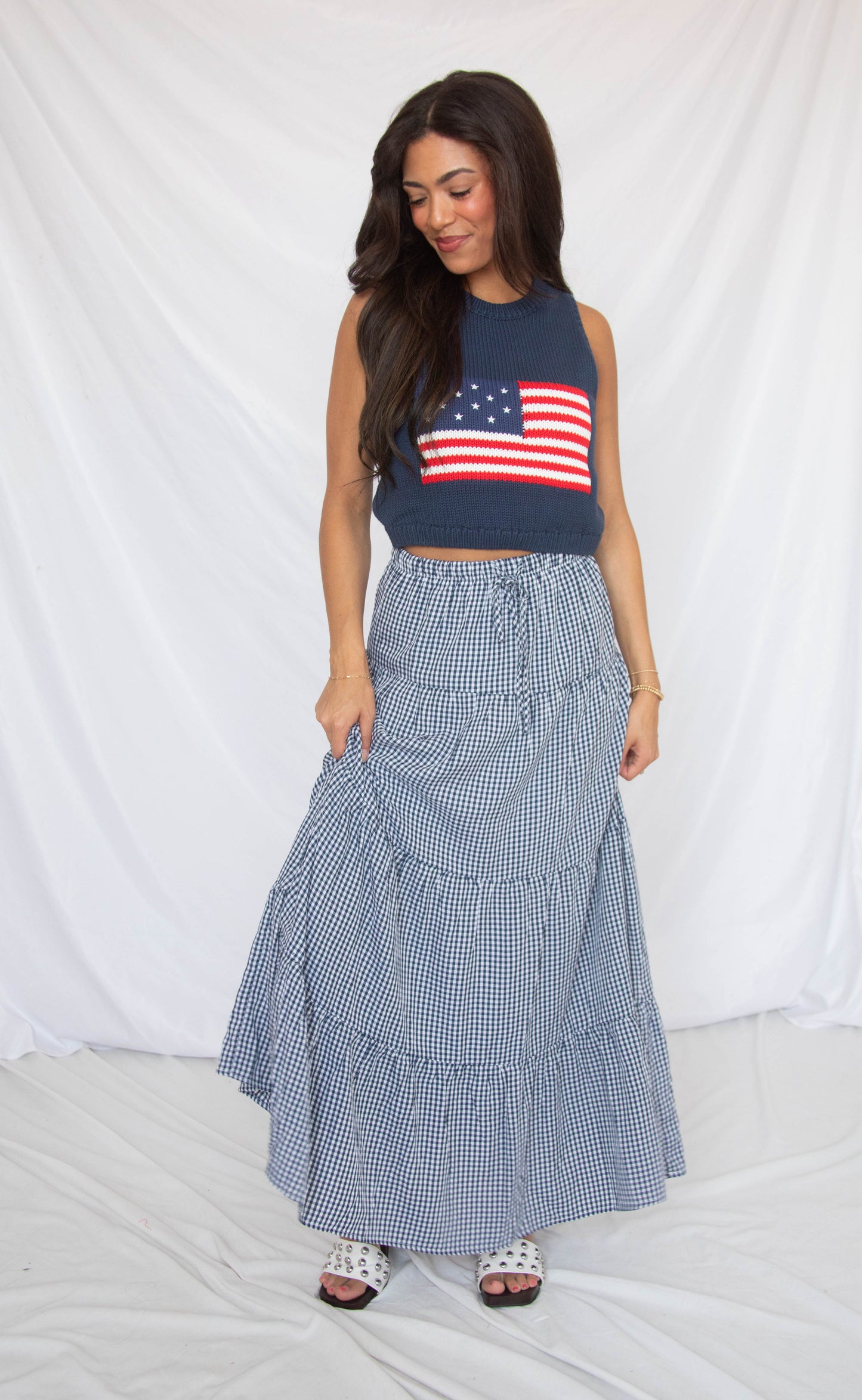 remember me gingham maxi skirt