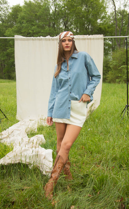 walk right in denim button up