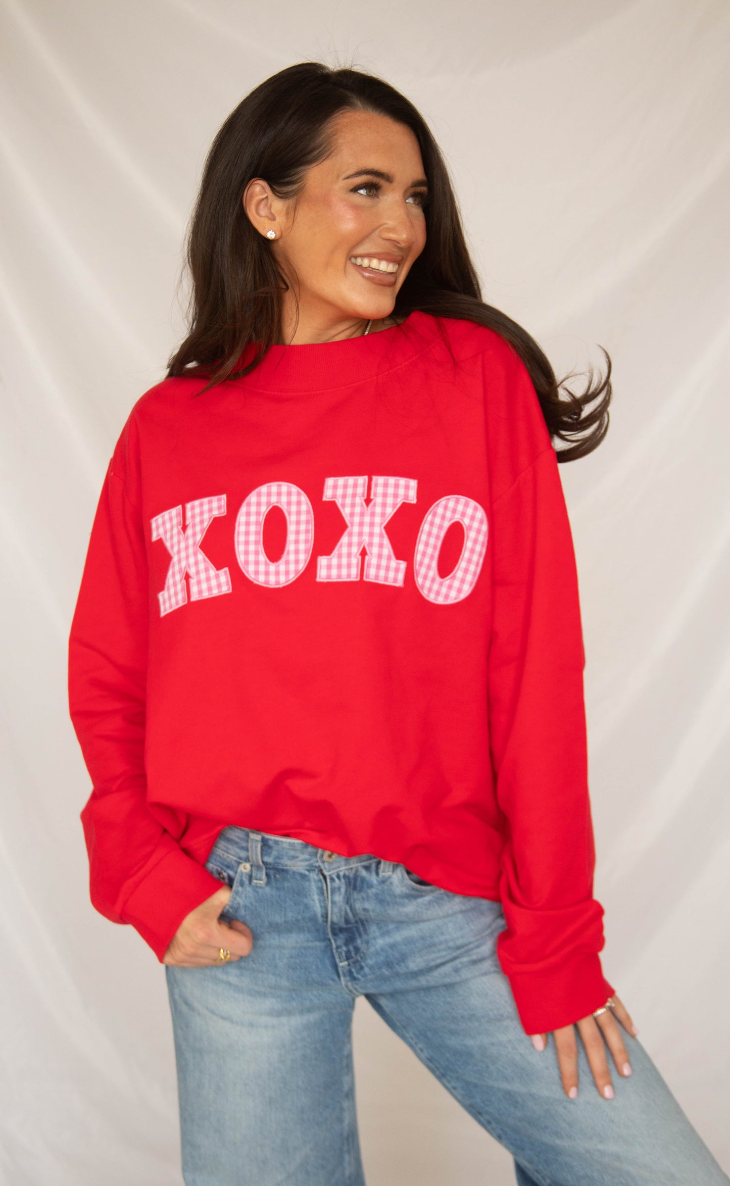 xoxo gingham mock neck