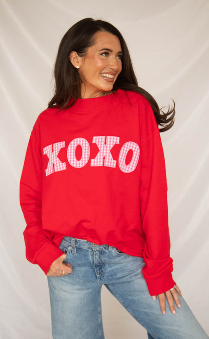 xoxo gingham mock neck
