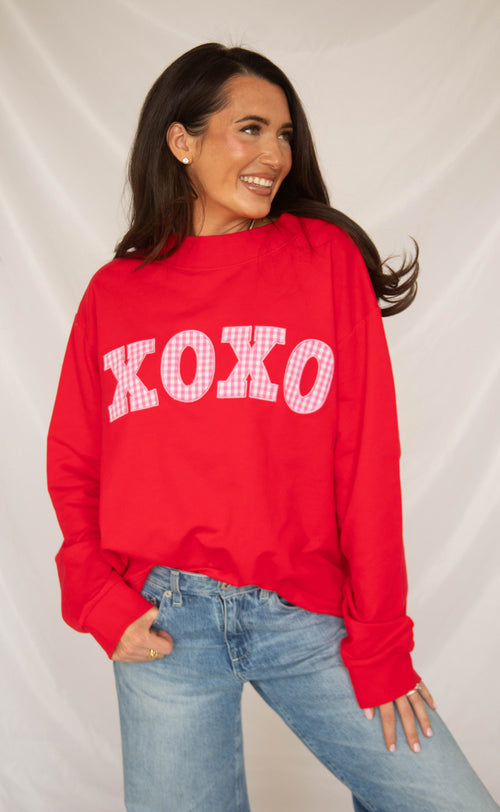 xoxo gingham mock neck