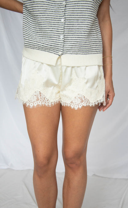 sweet dreams satin shorts - cream