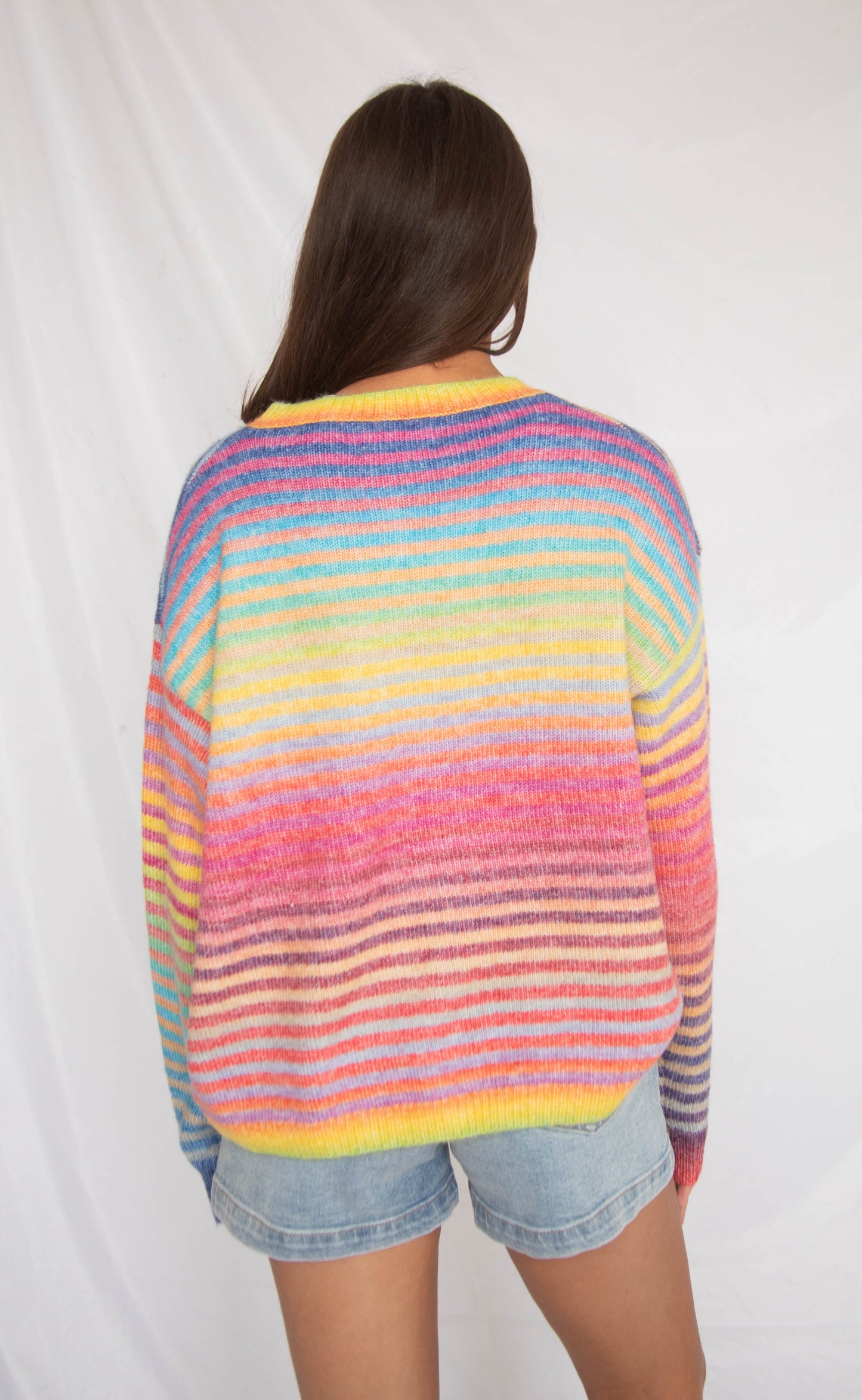 she's a rainbow cardigan sweater