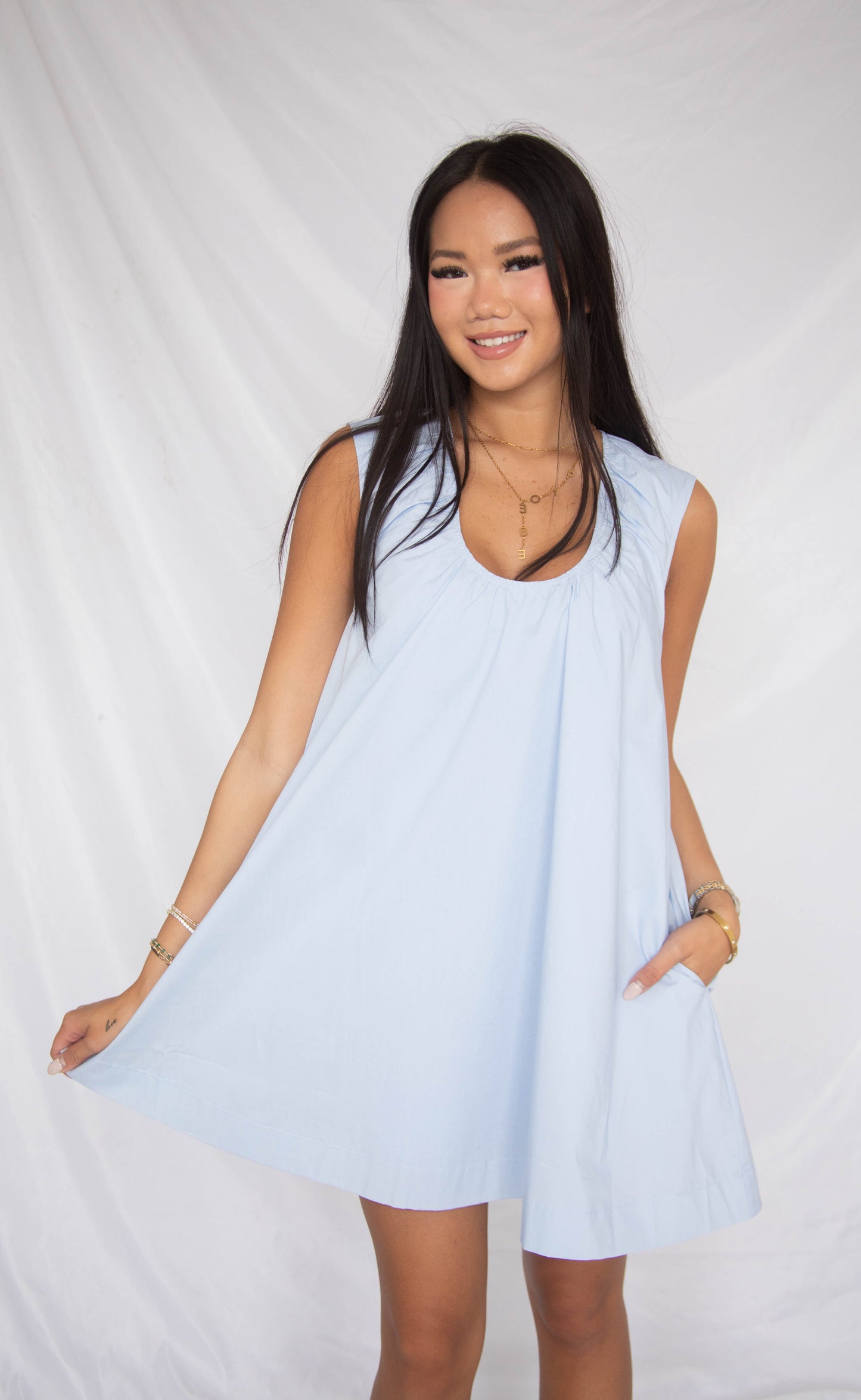 sweet memory mini dress - light blue