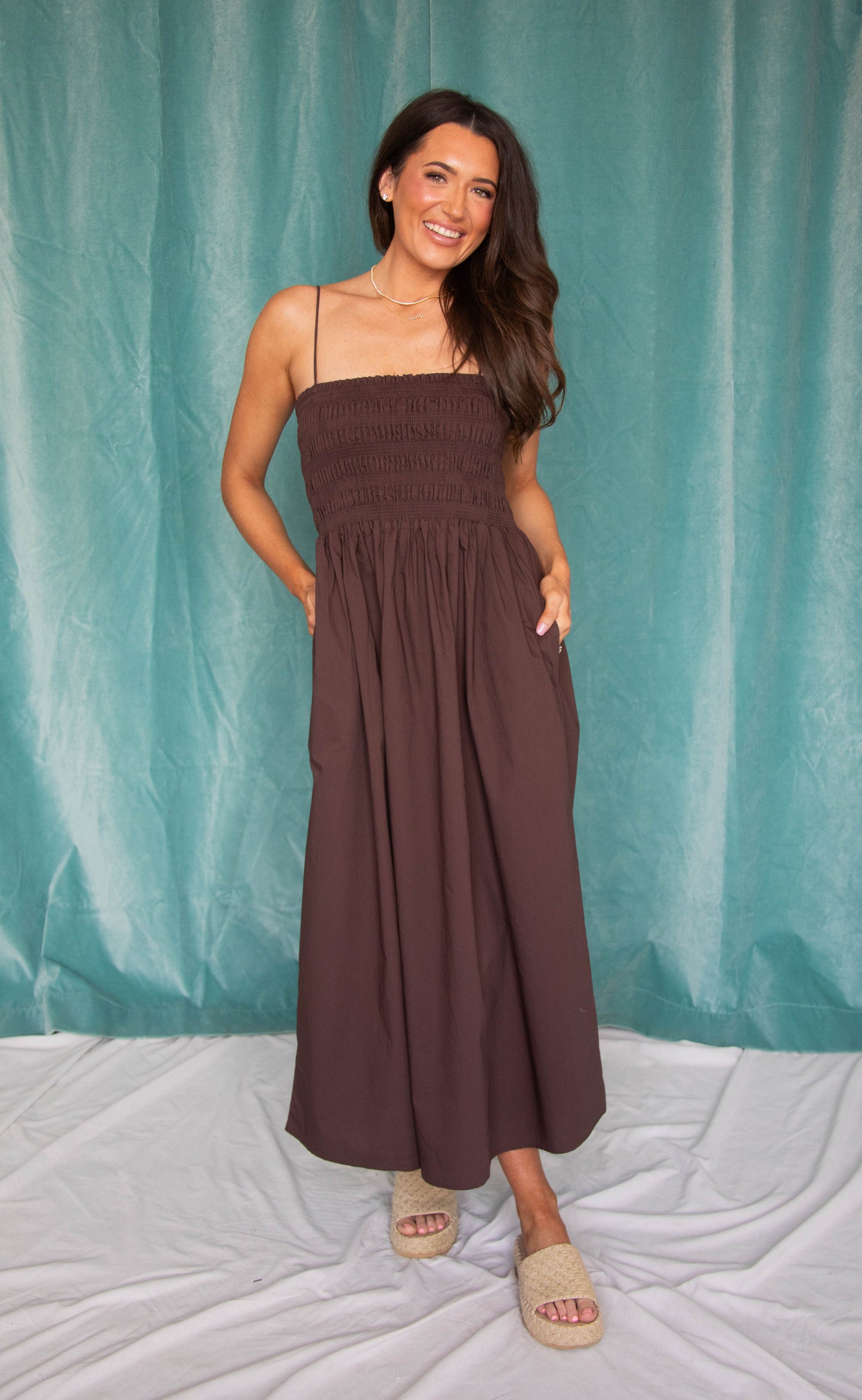 z supply: cornelia poplin midi dress - chocolate cherry