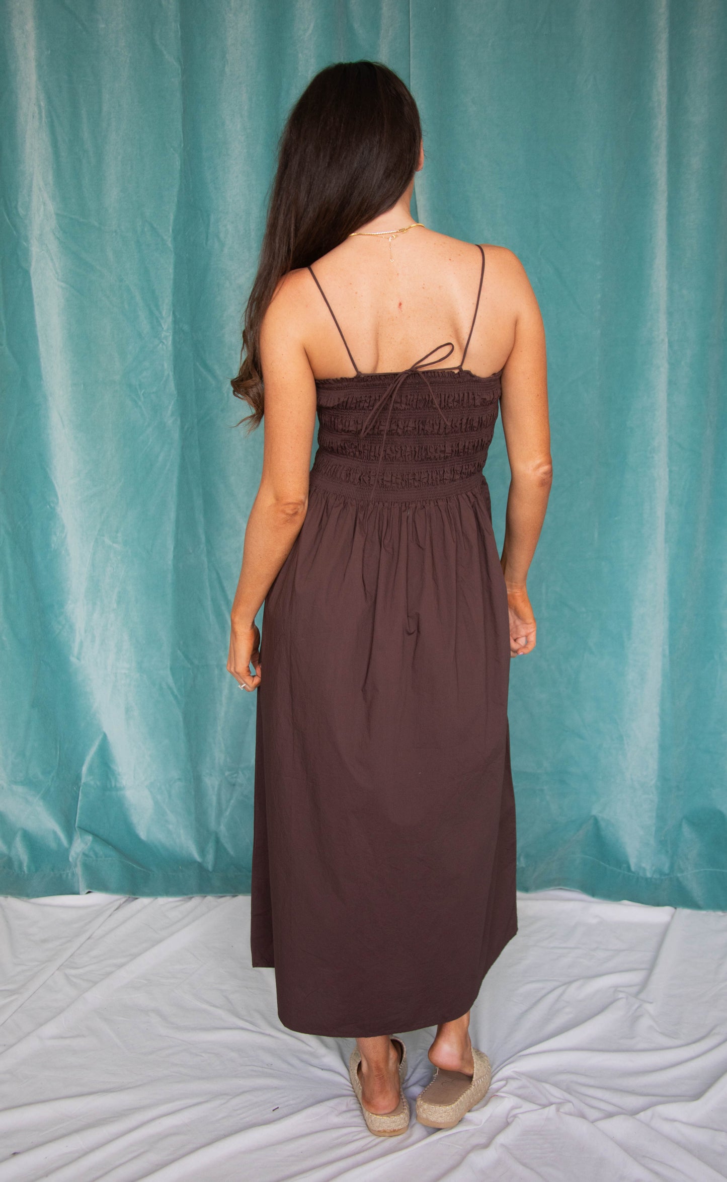 z supply: cornelia poplin midi dress - chocolate cherry