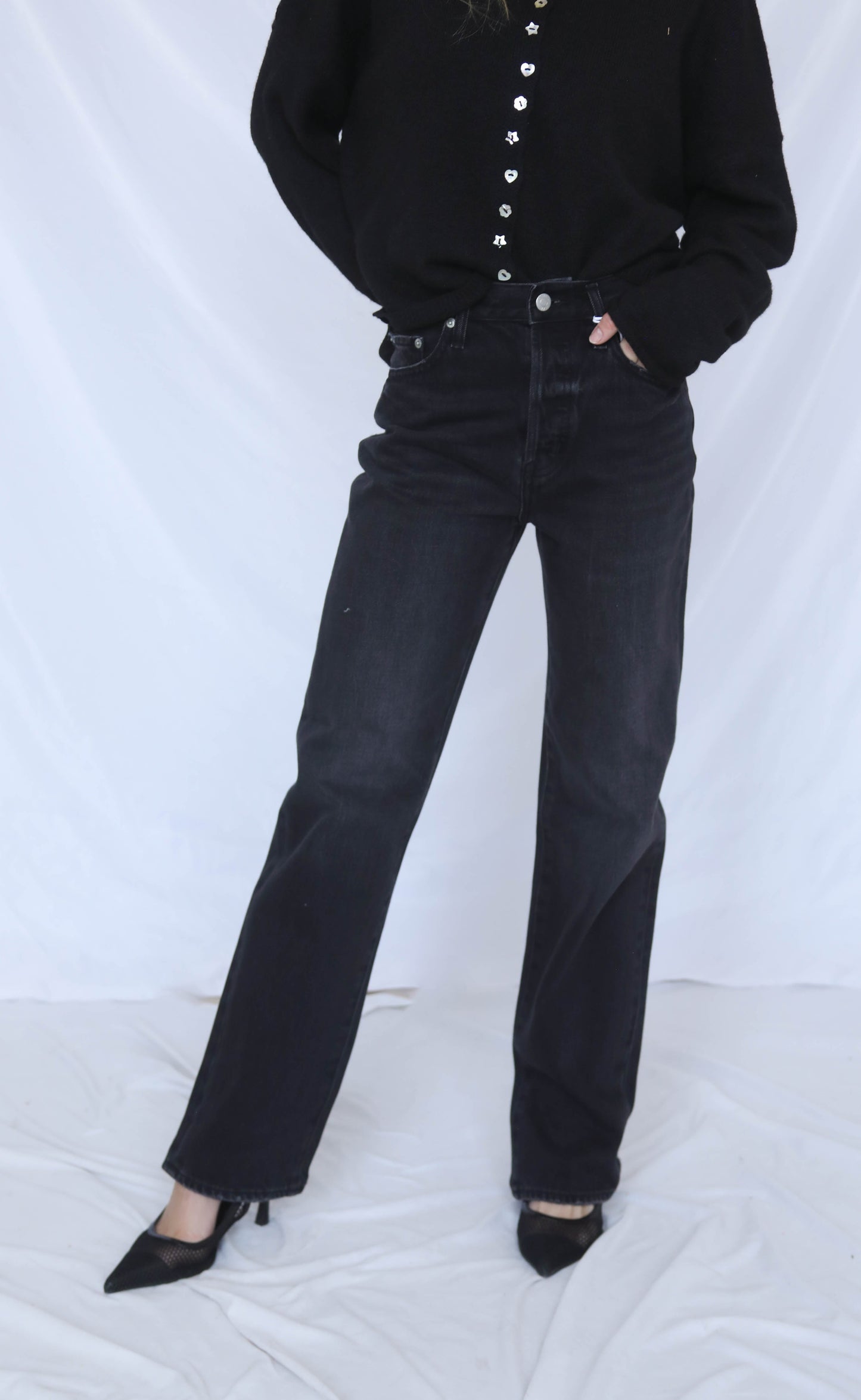 pistola: cassie super high rise straight jeans - stormy