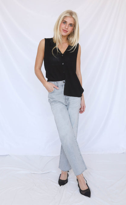 pistola: cassie crop high rise straight leg jean - enigma