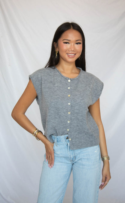 tell me more knit sweater - gray