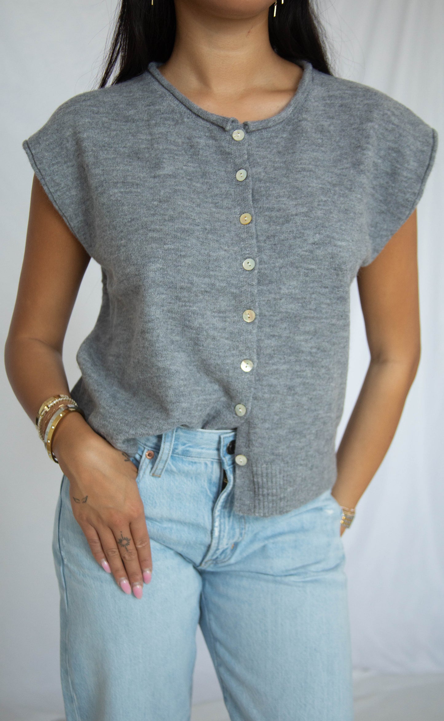 tell me more knit sweater - gray
