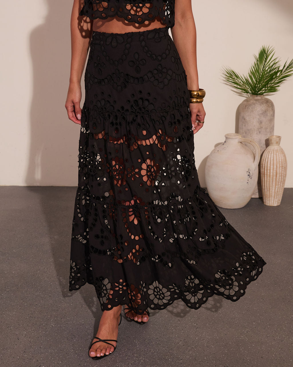 Coastline Energy Floral Eyelet Maxi Skirt
