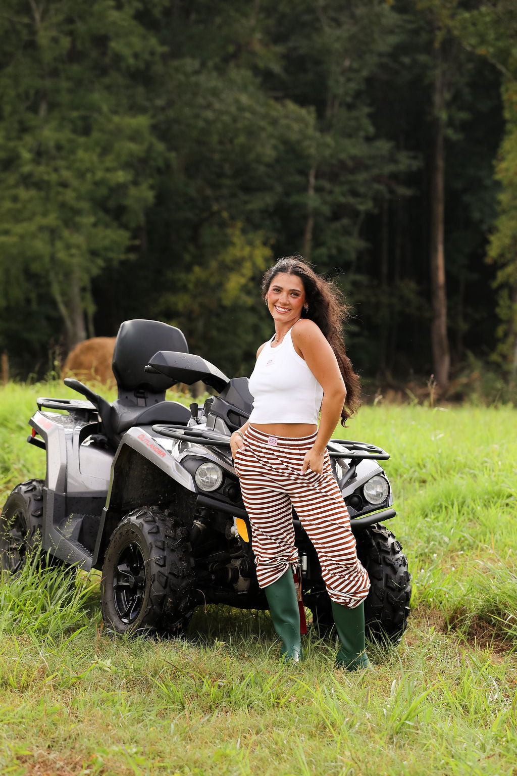 Stripe Wide Leg Pant  - Chocolate