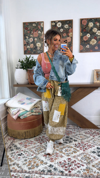 Golden Hour Patched Jogger, Mustard