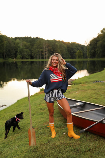 Stripe Short - Navy