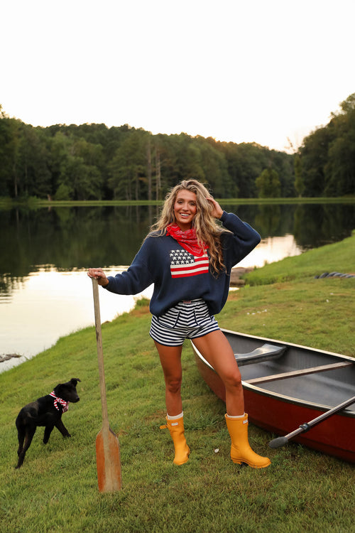 Stripe Short - Navy