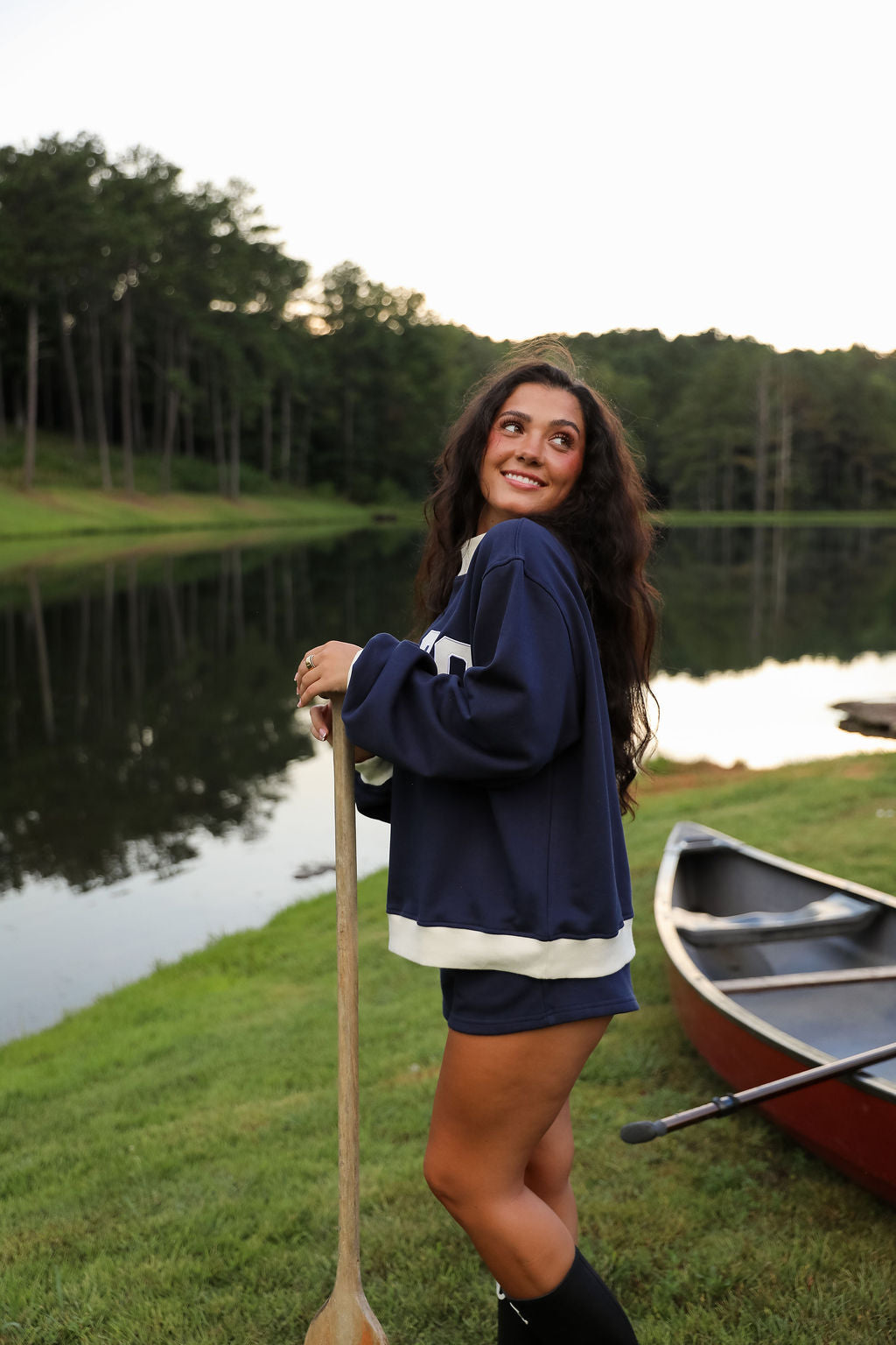 Two Tone Classic Mockneck - Navy/Vanilla