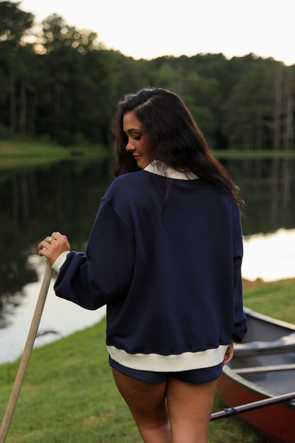 Two Tone Classic Mockneck - Navy/Vanilla