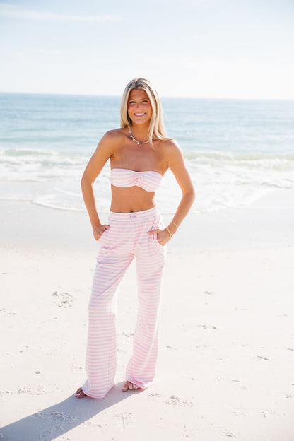Stripe Wide Leg Pant - Bubblegum Kiss