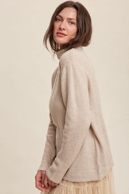Beige Ultra Soft Mock Neck Sweater