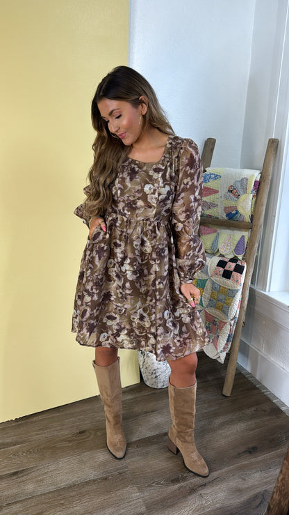 Larkspur Mini Dress, Olive Multi