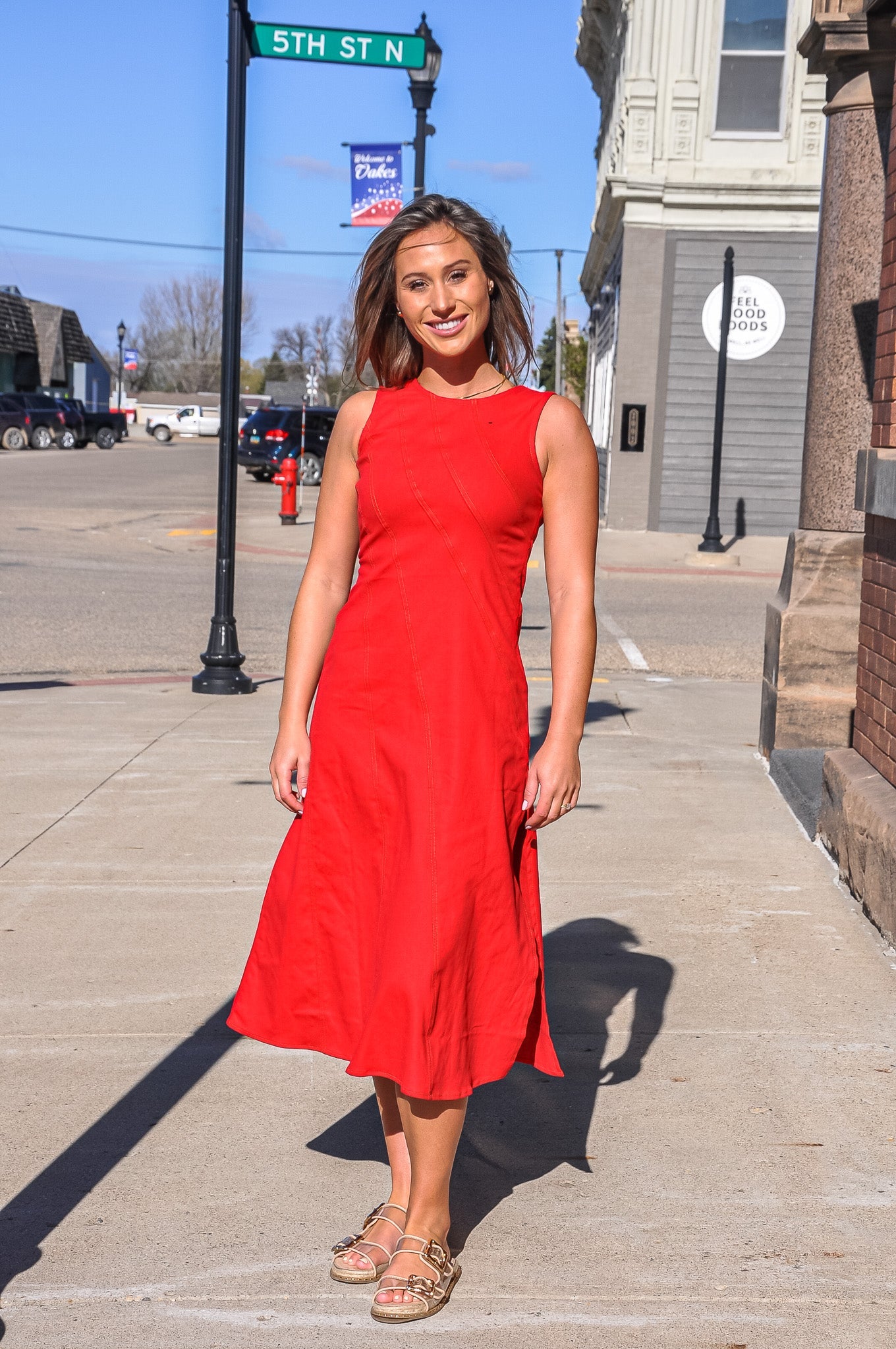 Asymmetric Seam Midi Dress