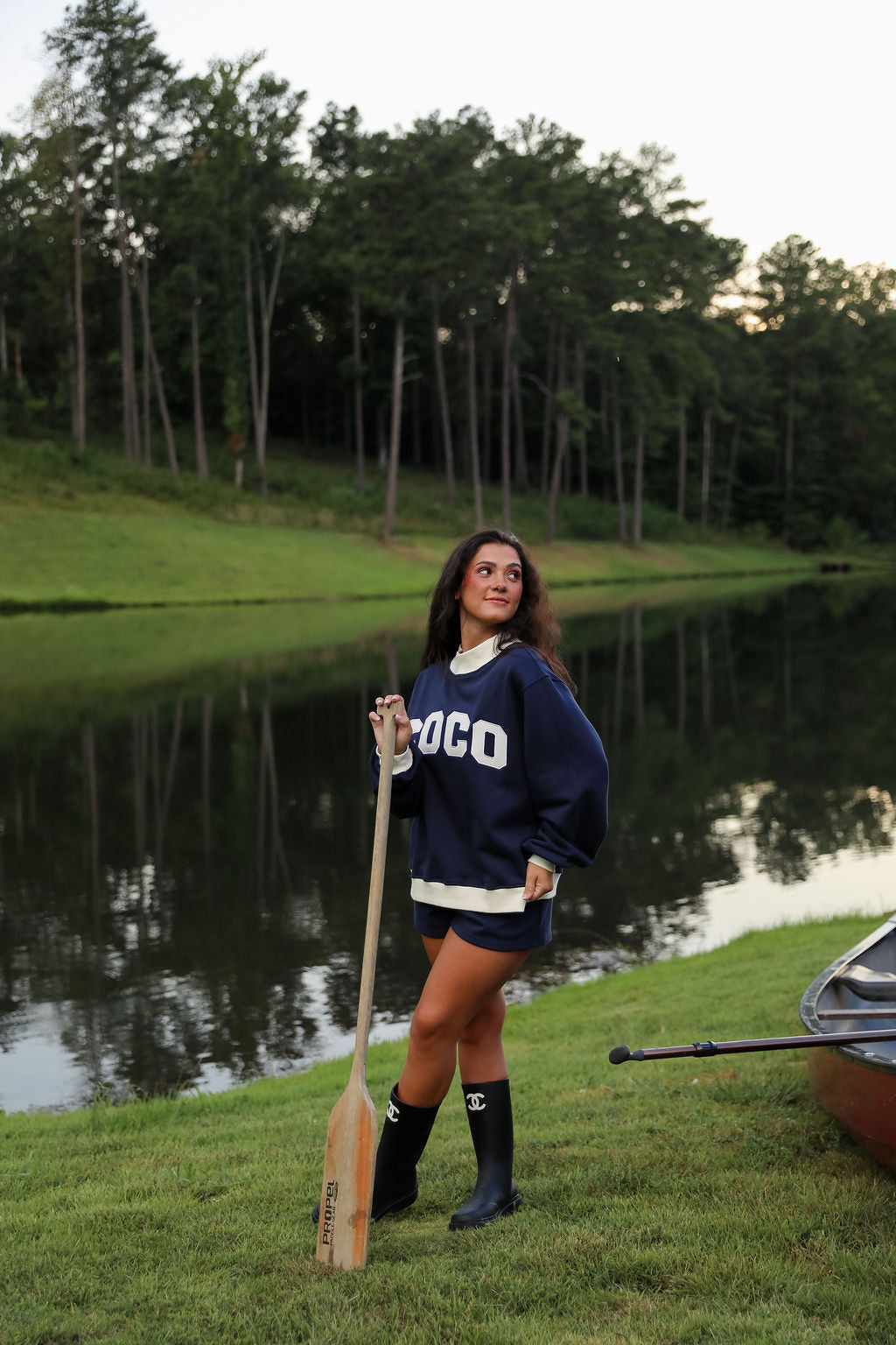 Two Tone Classic Mockneck - Navy/Vanilla