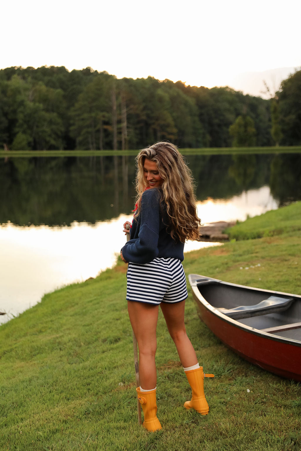 Stripe Short - Navy