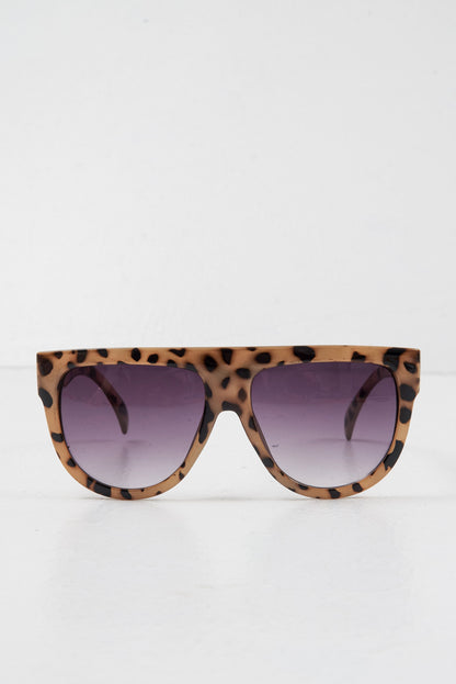 Beige Leopard Oversized Square Frame Sunglasses - Mylen
