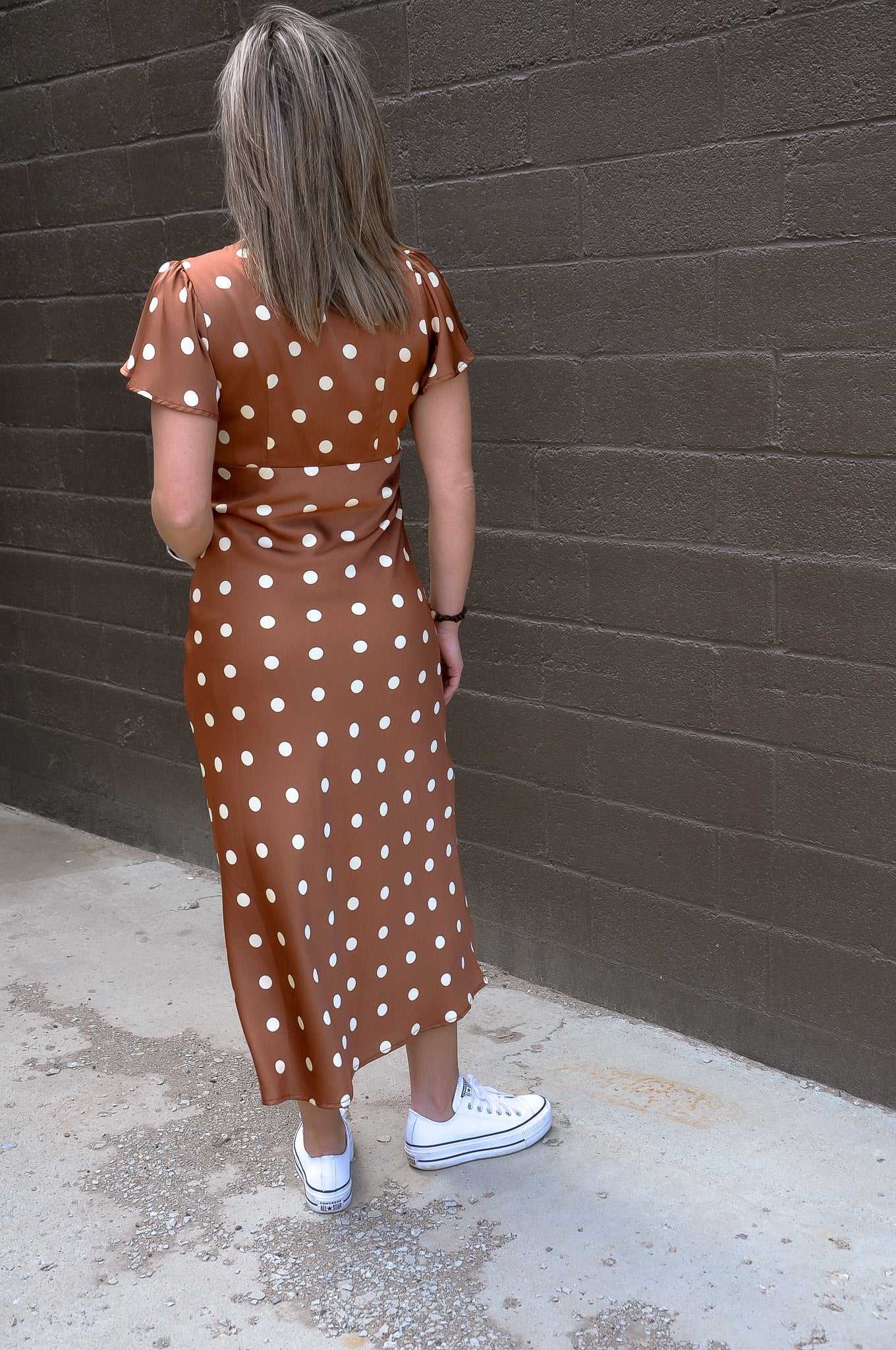 Bias Maxi Satin Polka Dot Dress