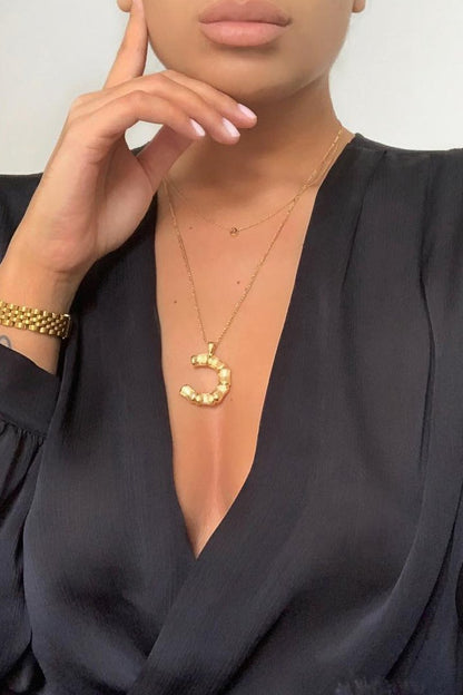 Black Chiffon Plunge Blouson Sleeve Bodysuit - Liah