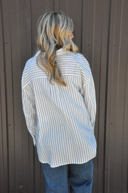 Blue Striped Button-up Shirt