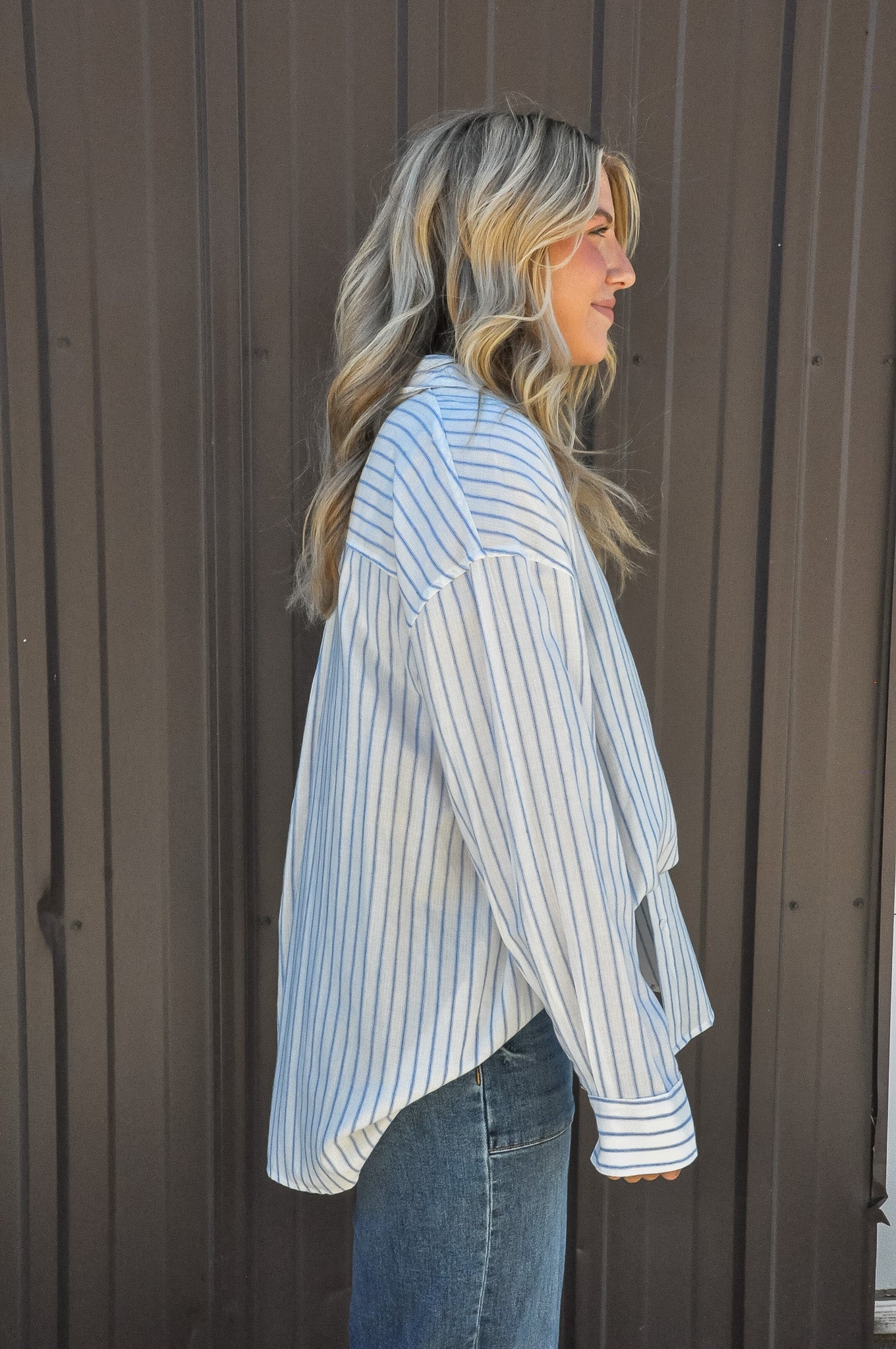 Blue Striped Button-up Shirt