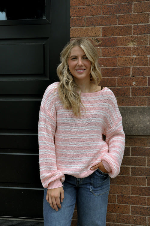 Boat Neck LS Stripe Sweater