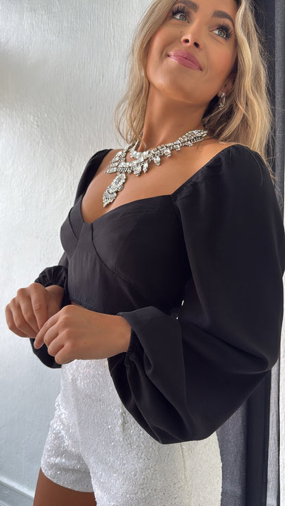 Impress Me Crop Top, Black