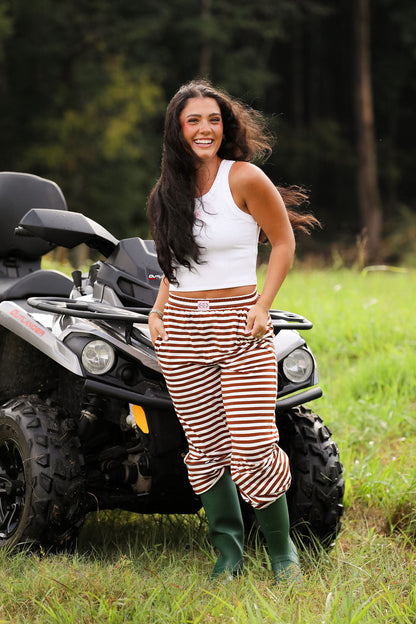Stripe Wide Leg Pant  - Chocolate
