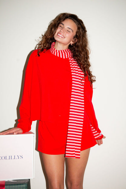 Oversized Long Sleeve Tee - Cherry