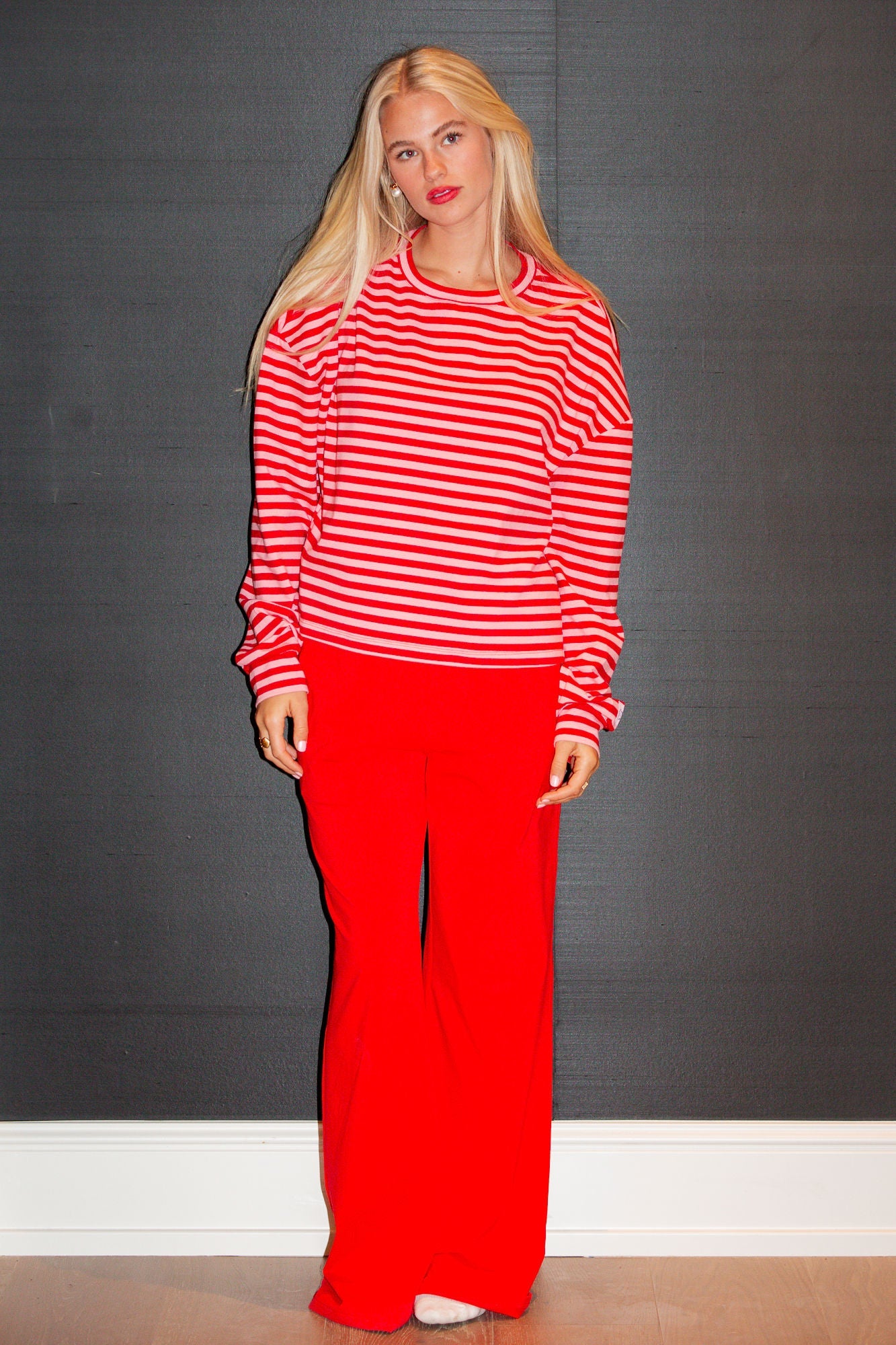 Oversized Long Sleeve Tee - Sugar Plum Stripe