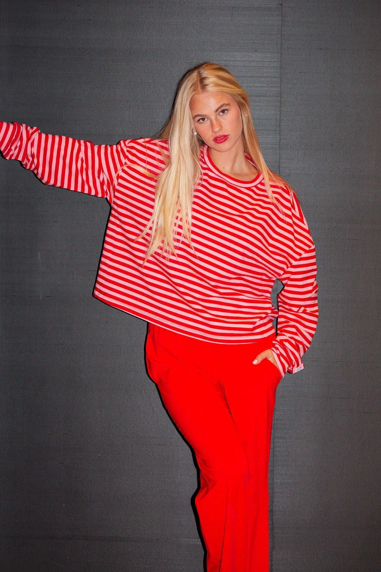 Oversized Long Sleeve Tee - Sugar Plum Stripe