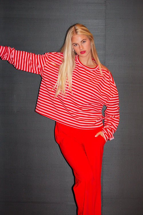 Oversized Long Sleeve Tee - Sugar Plum Stripe