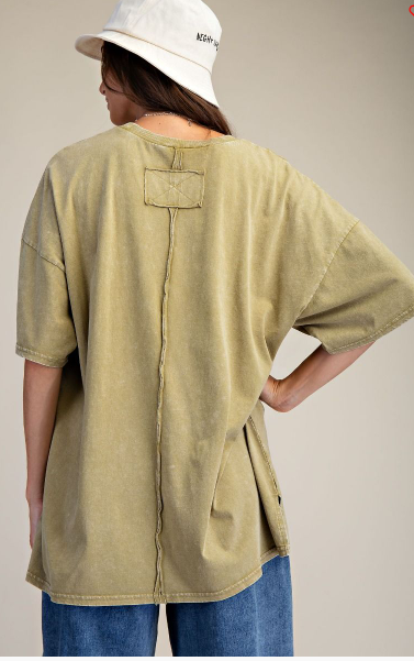 Crochet Pocket Mineral Washed Top