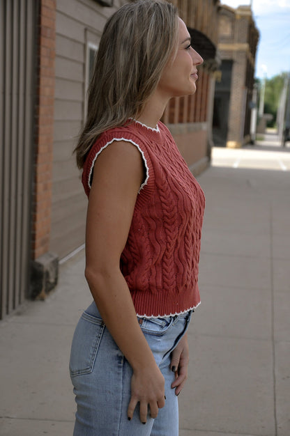 Chunky Cable Knit Sweater Vest