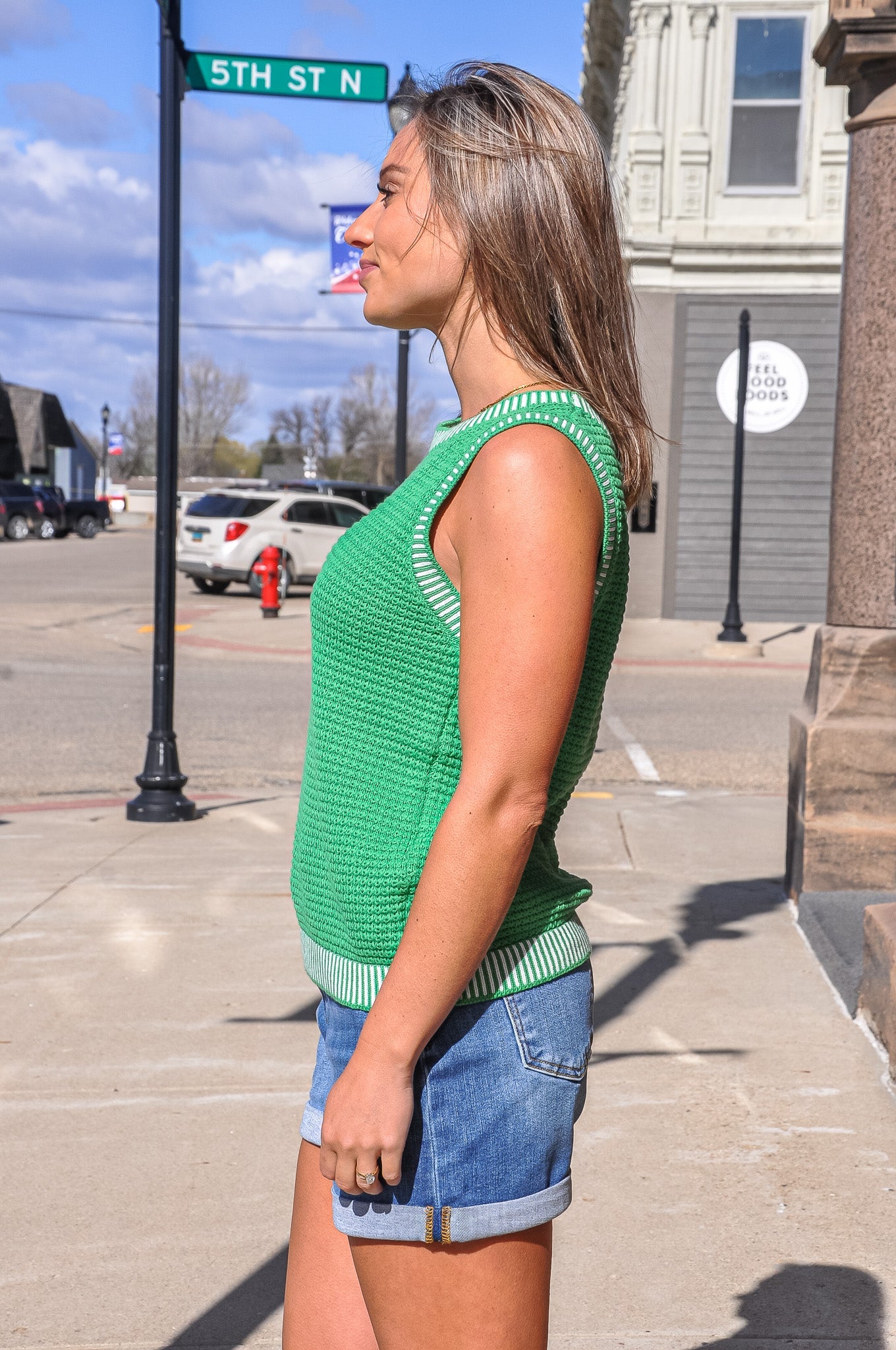 Color Accented Rib Waffle Sweater