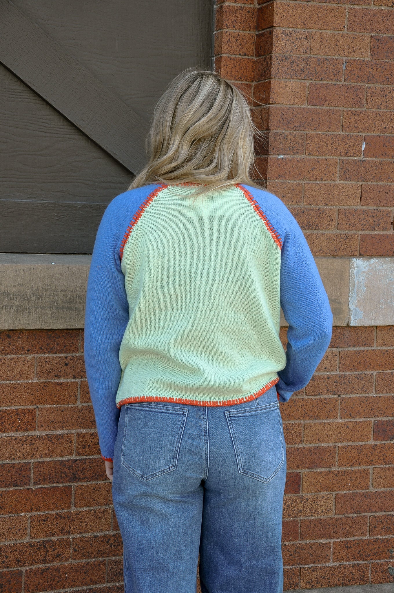 Contrast Stitch Raglan Knit Cardigan