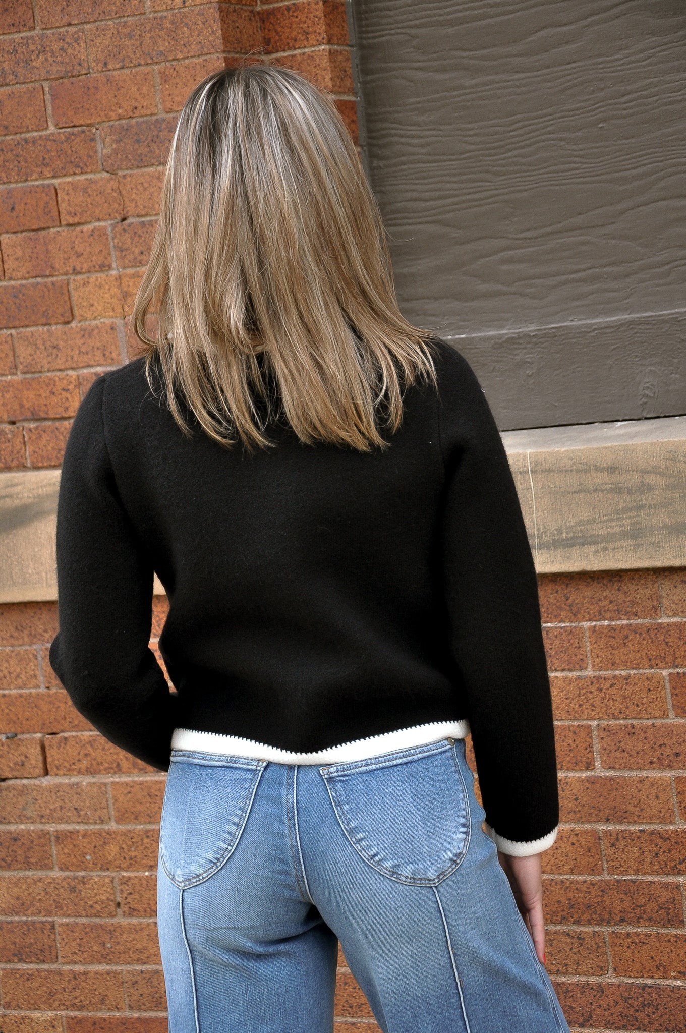 Contrast Trim Cropped Knit Cardigan