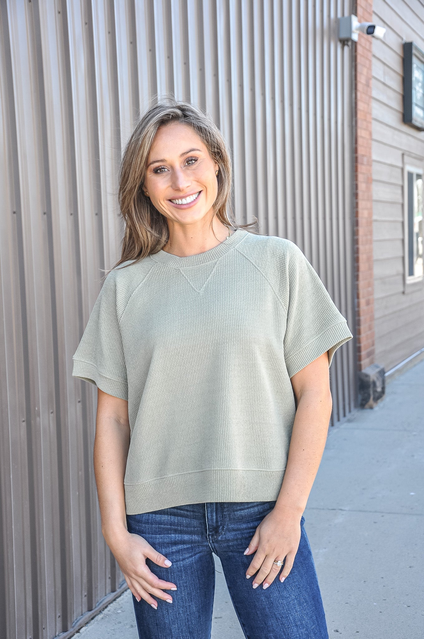Corded Round Neck 1/2 Sleeve Top