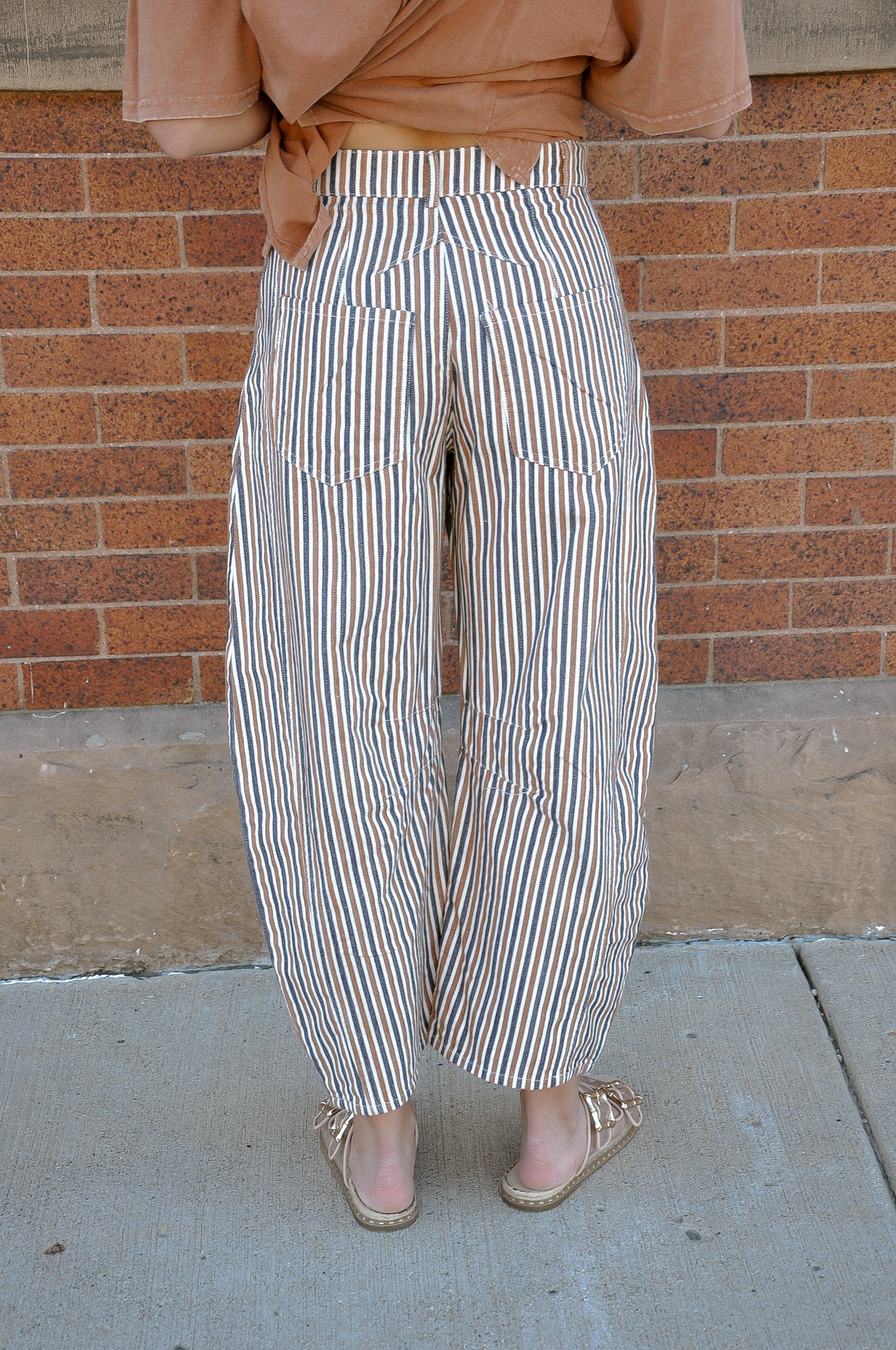 Barrel Leg Min Wash Striped Jeans