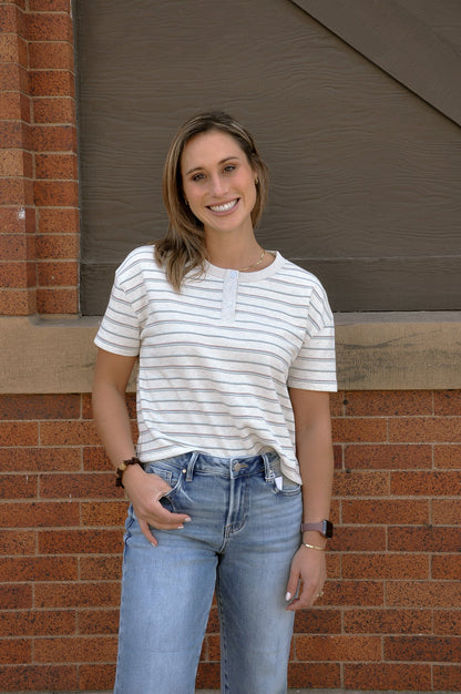 Cropped French Terry Boxy Striped Top